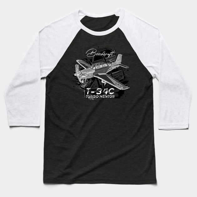 Beechcraft T-34 Mentor Baseball T-Shirt by aeroloversclothing